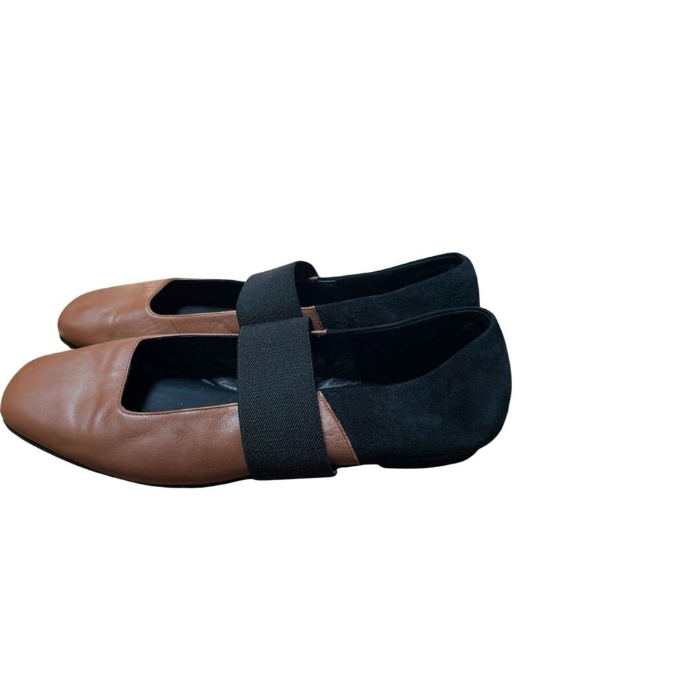 M.Gemi Italian Leather Ballare Ballet Flats Women Sz 40.5 US 9.5 Black Brown - Picture 2 of 10